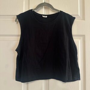 Cotton On Black Sleeveless Crop Muscle Tee